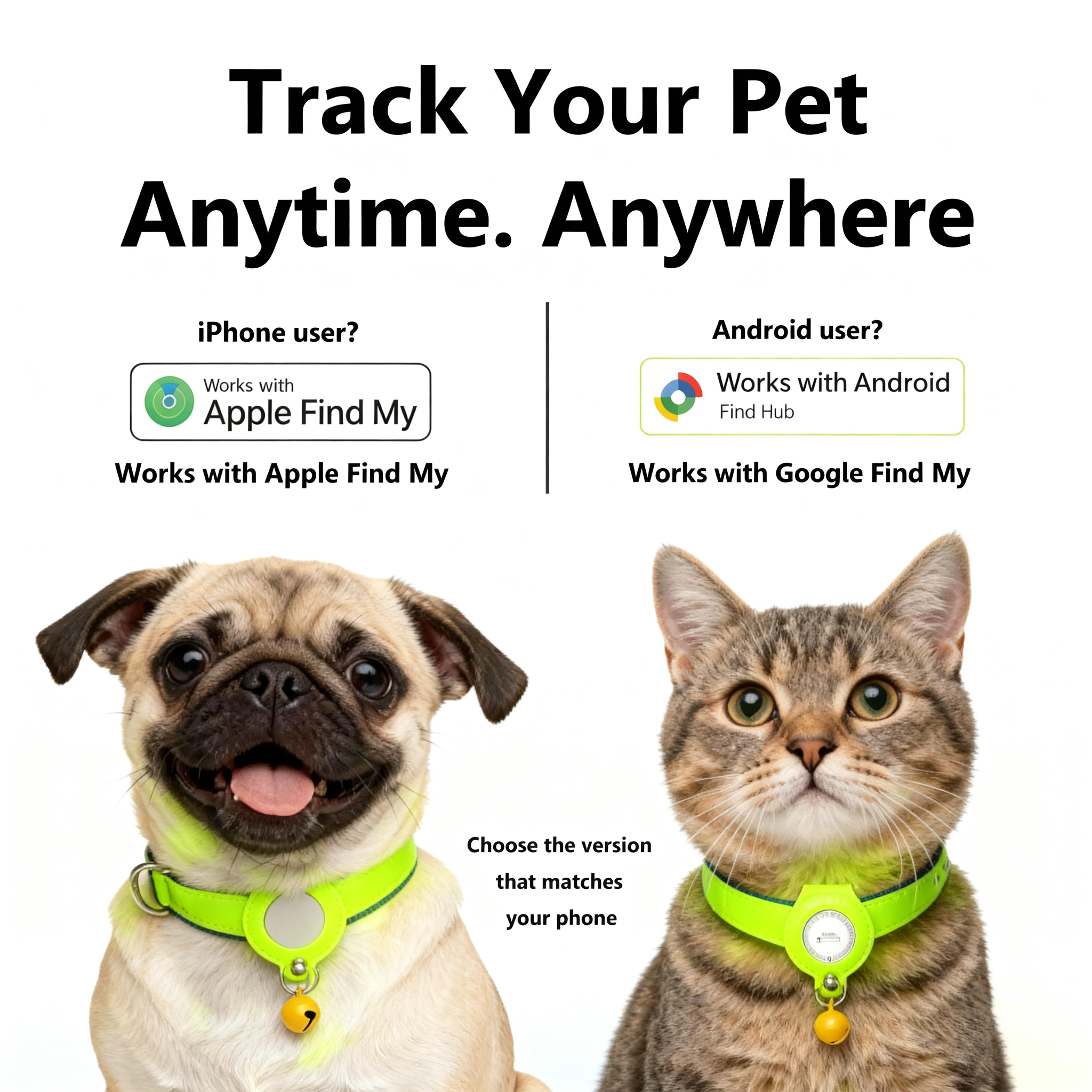 Reflective Tracker Collar - Anti-Lost, Waterproof, Apple Find My & Google Find Hub, 1-Year Battery