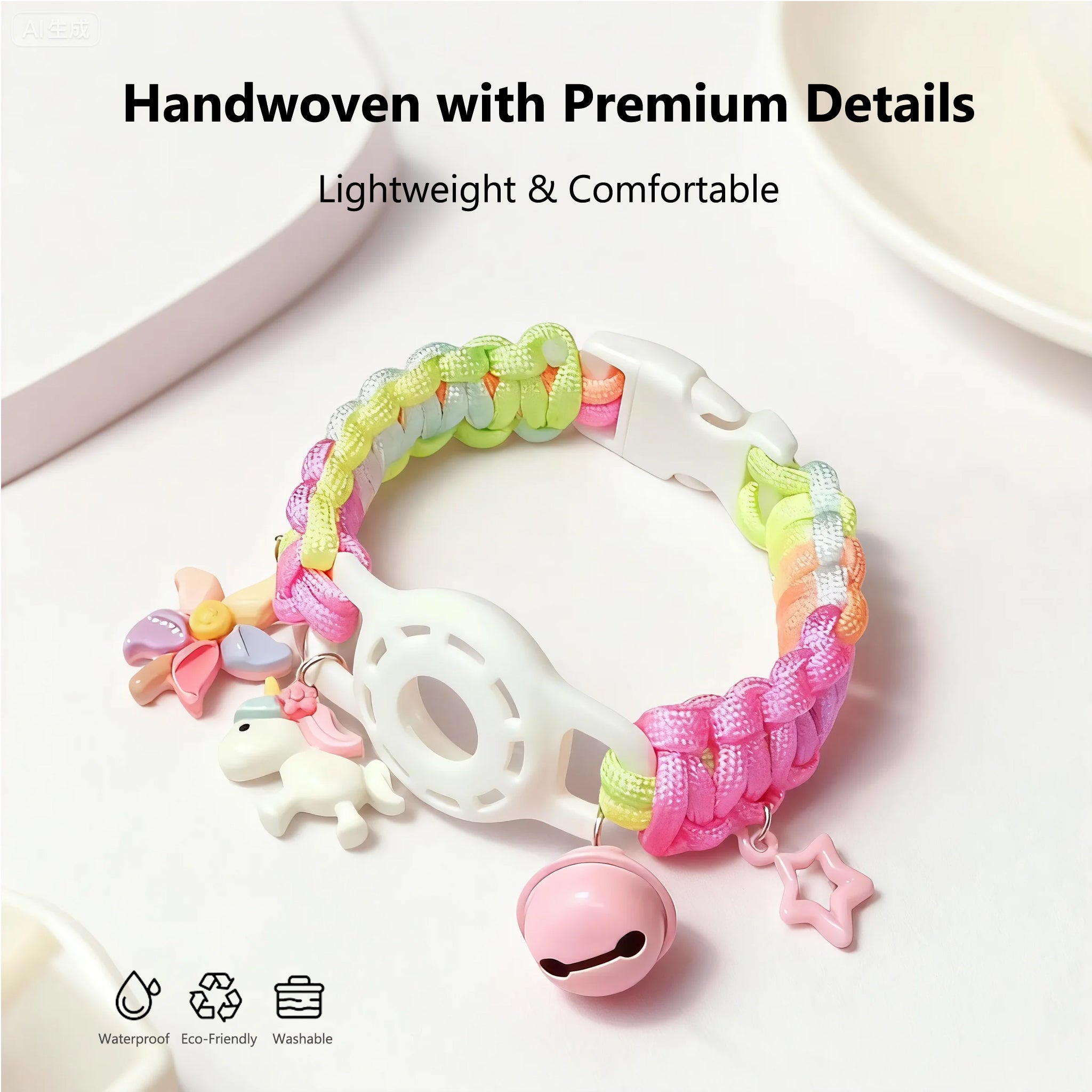 🌈 Dopamine Hand-Woven Tracker Collar