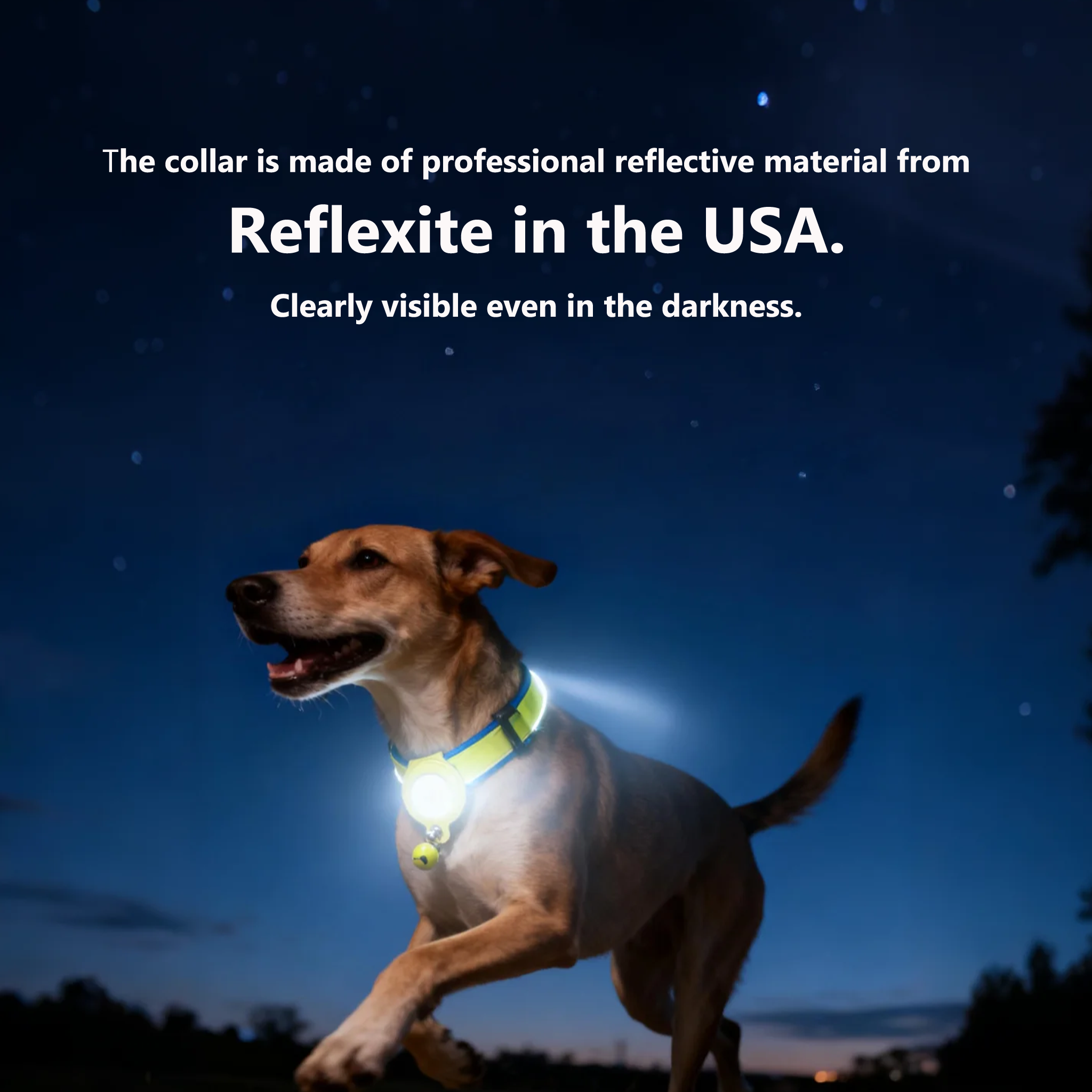 Reflective Tracker Collar - Anti-Lost, Waterproof, Apple Find My & Google Find Hub, 1-Year Battery